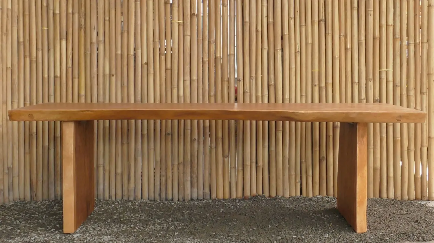  Product image 1 of the product “Natural Wood Table suar with wooden legs, 254.5.cm length, 95cm width, 78cm height. Table top 7cm thickness ”